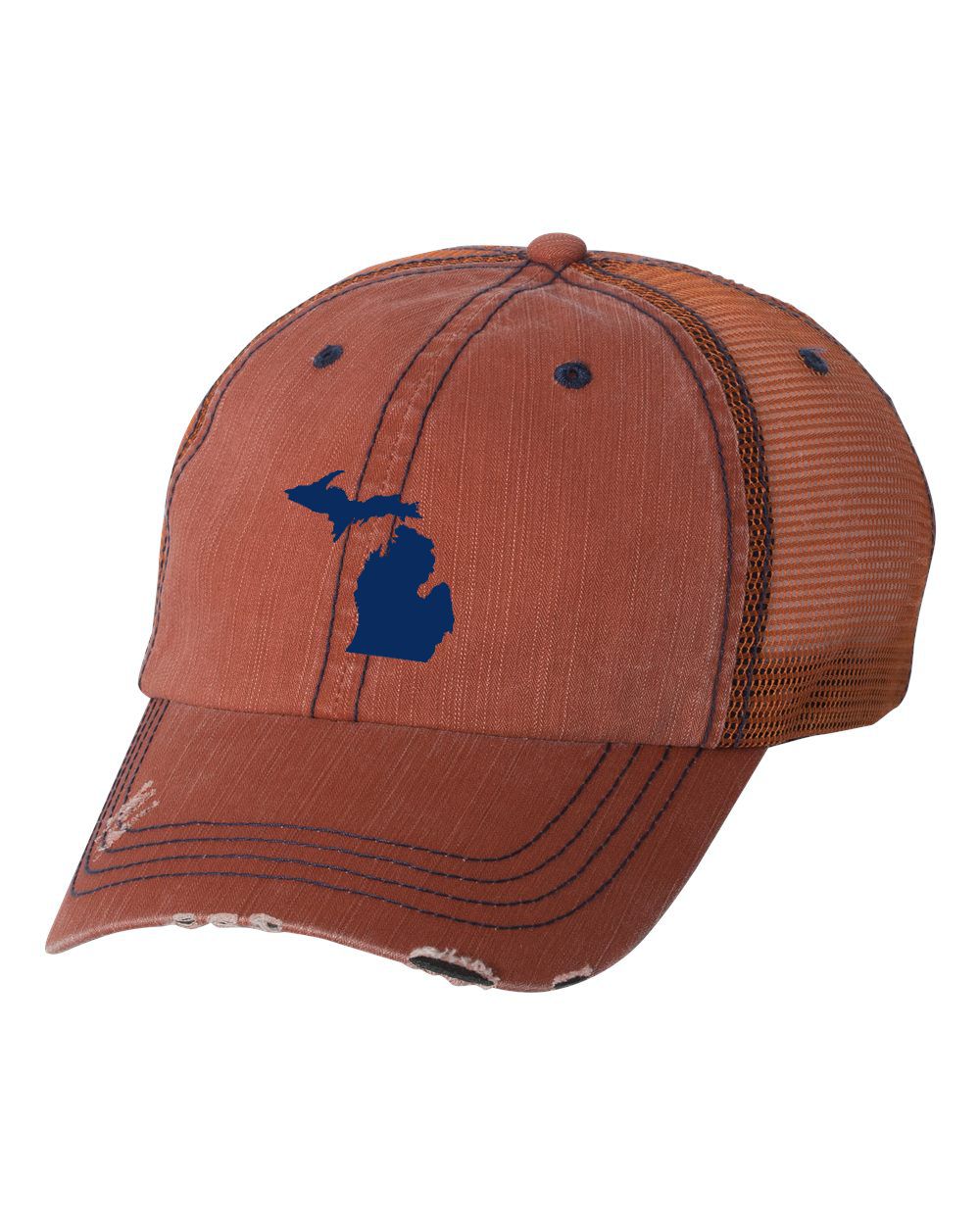 Michigan Orange Herringbone Unstructured Trucker Cap
