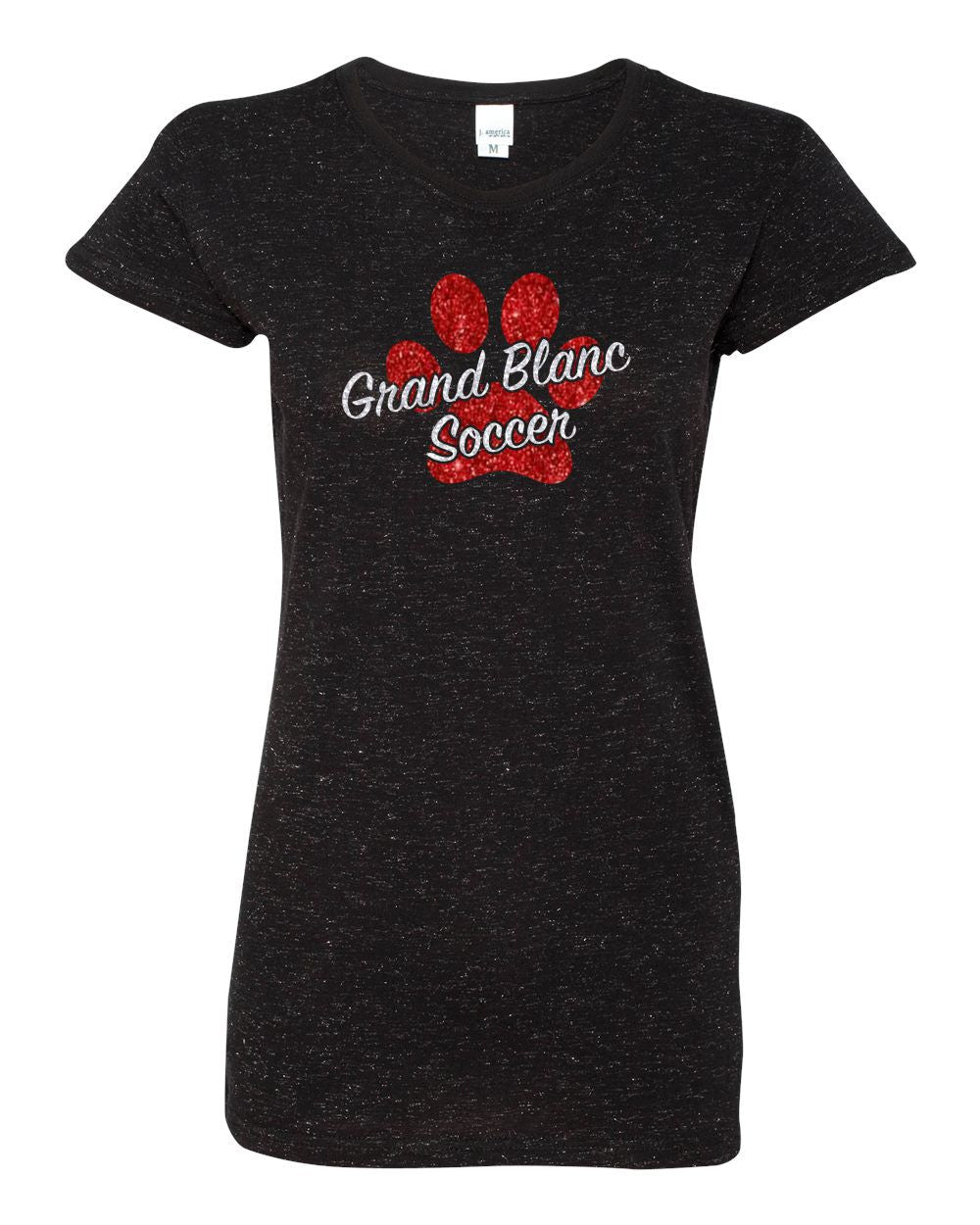 Grand Blanc Soccer Glitter-on-Glitter Ladies T-shirt
