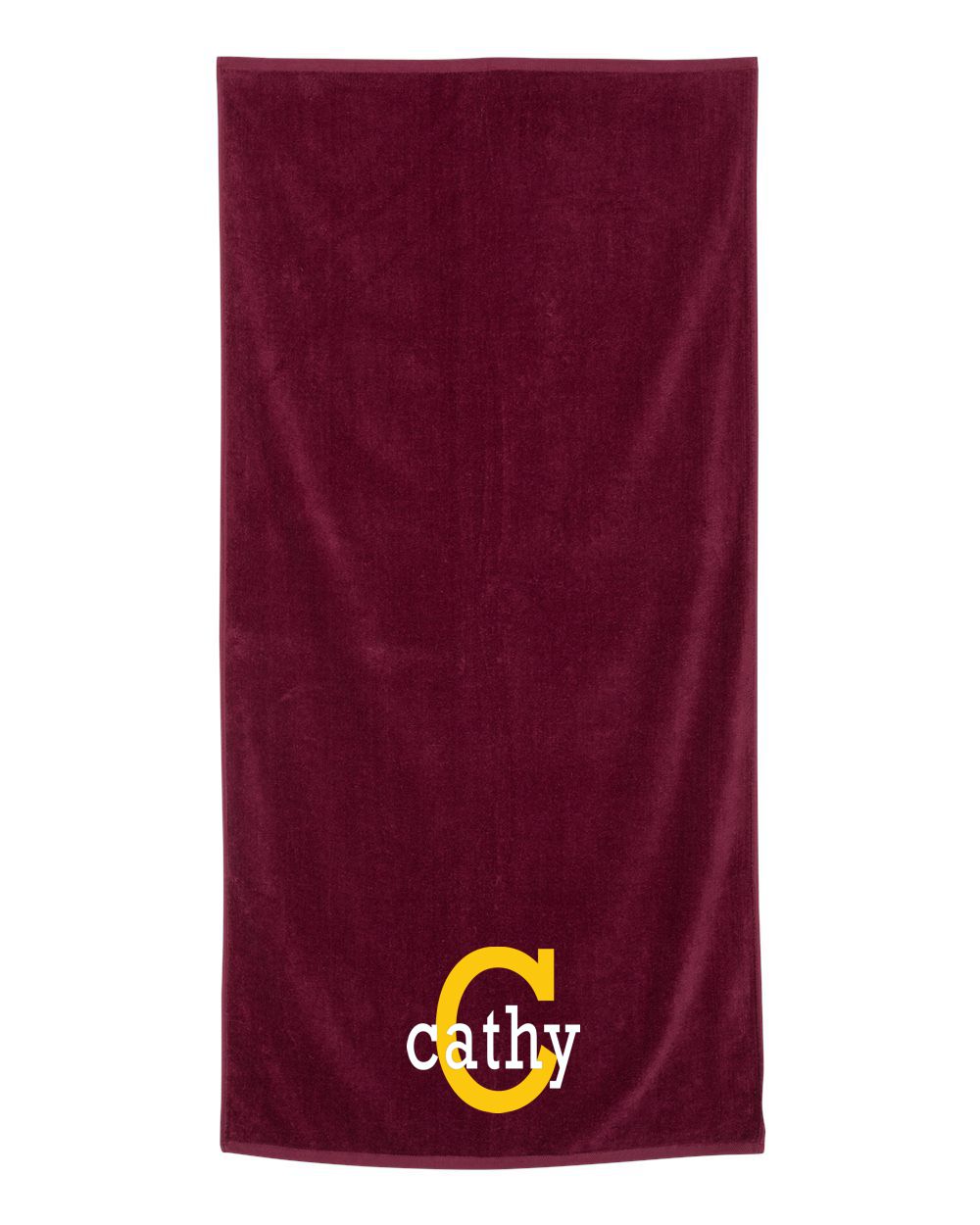 Solid Color Velour Beach Towel with Embroidery