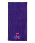 Solid Color Velour Beach Towel with Embroidery