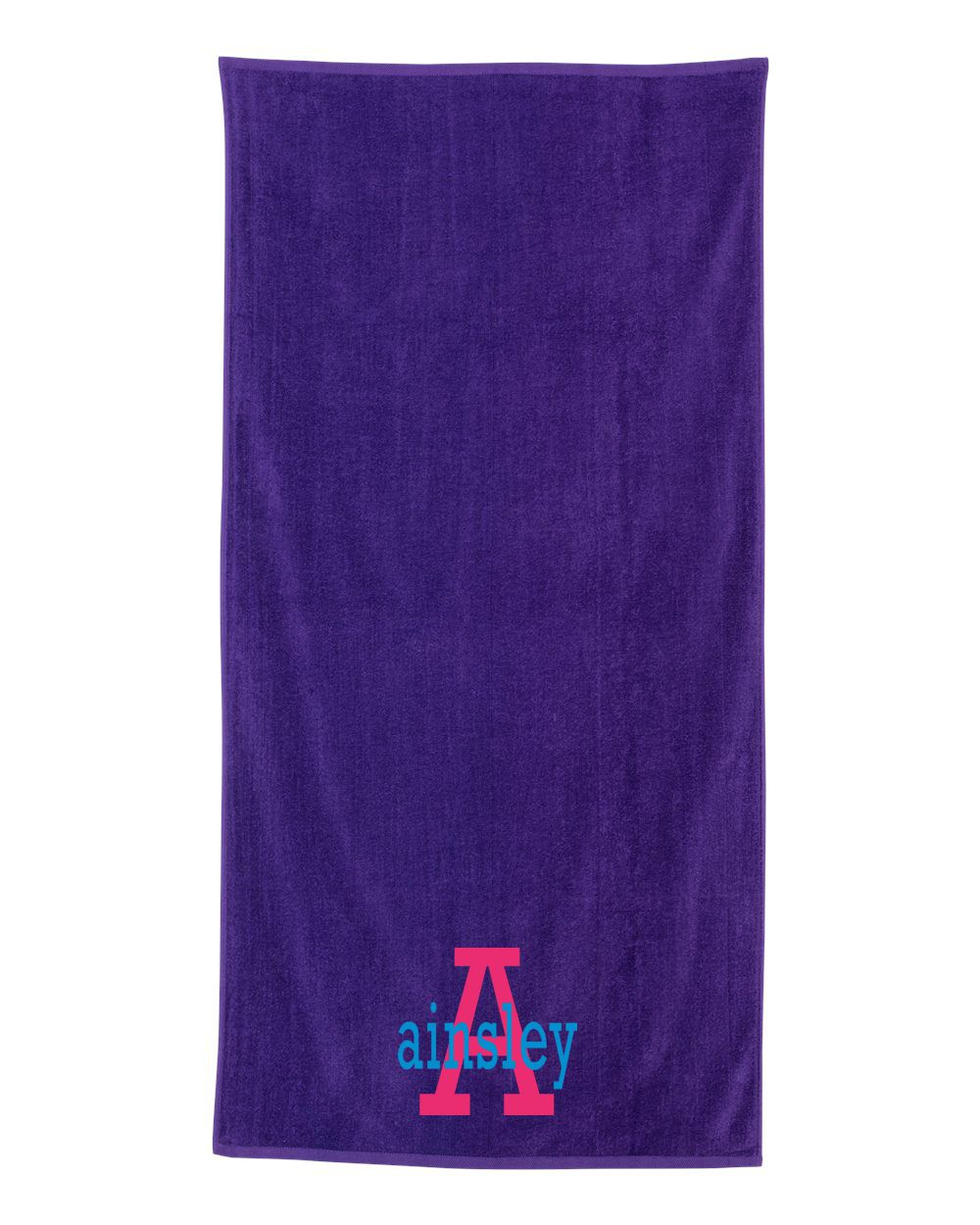 Solid Color Velour Beach Towel with Embroidery