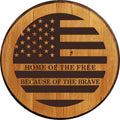 Laser Engraved Whiskey Barrel Lid - Home Of The Free
