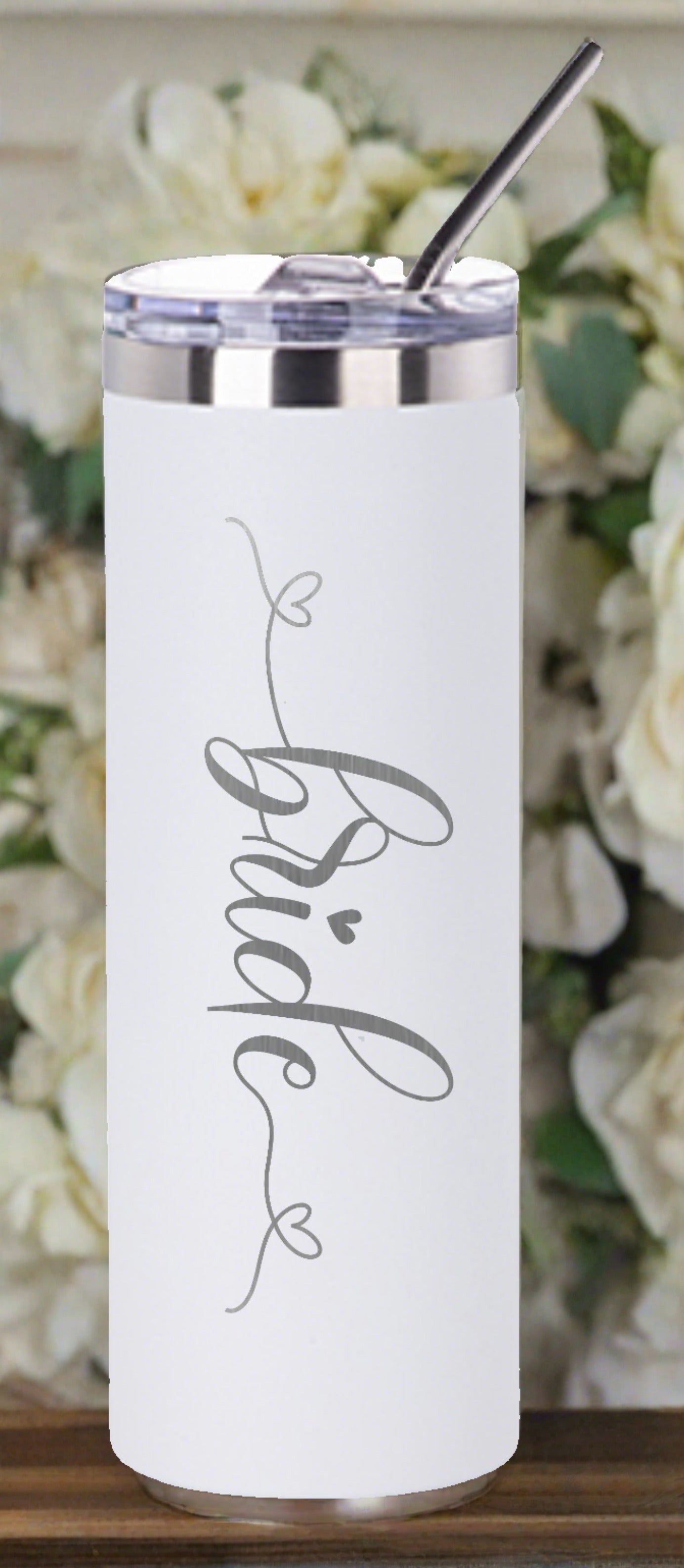 Engraved Bride Skinny Tumbler