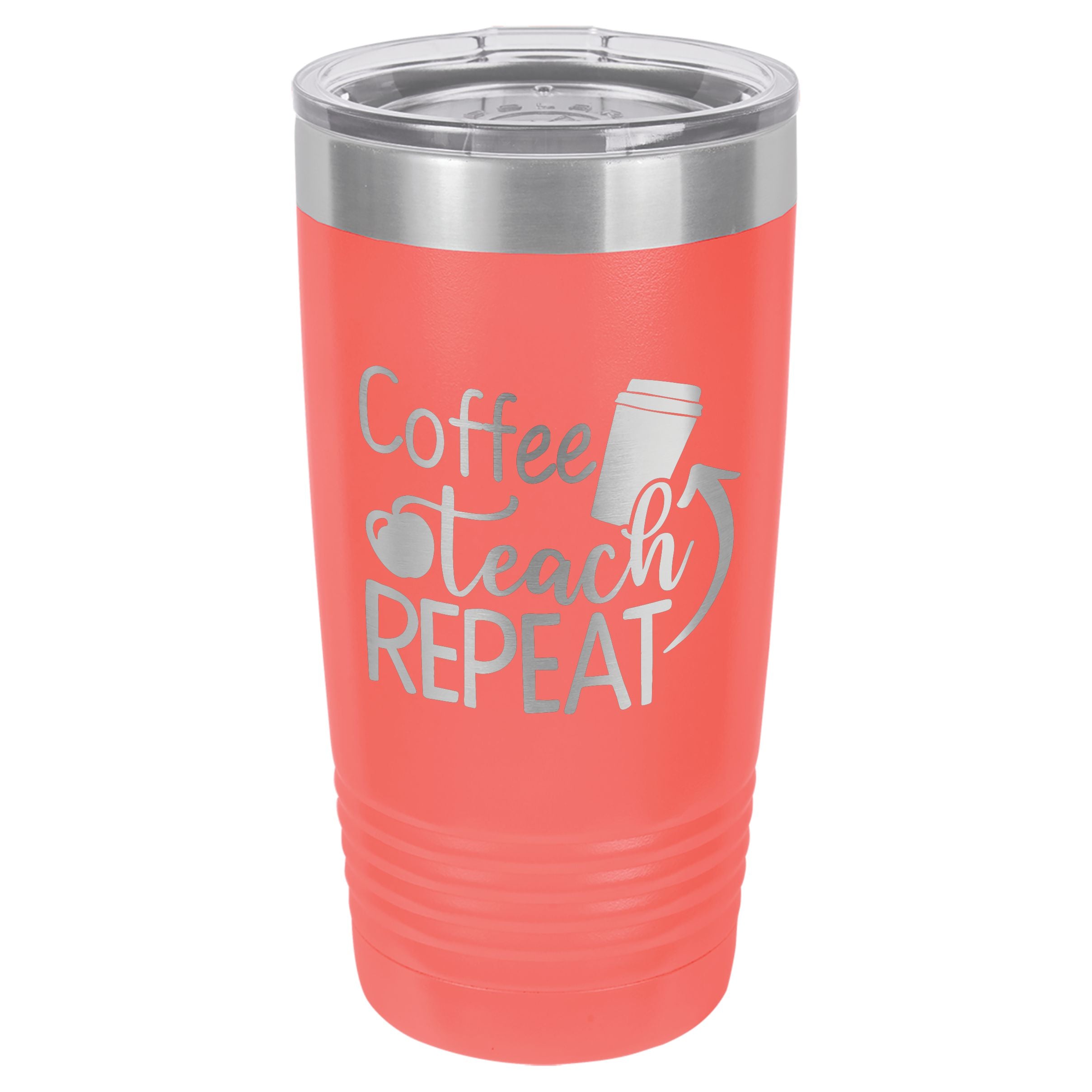 Coffee Teach Repeat Engraved 20oz Ringneck Tumbler