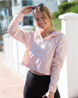 Women's Lightweight Quarter-Zip Pullover Crop Windbreaker