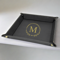 Initial Faux Leather Snap Up Tray