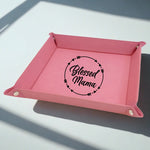 Blessed Mama Faux Leather Snap Up Tray