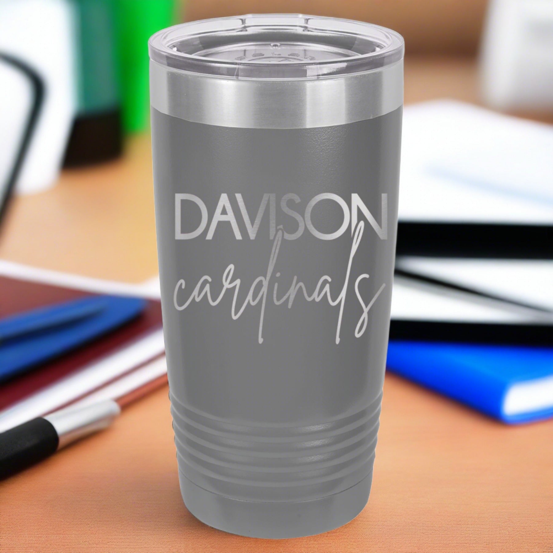 Davison Cardinals Script Engraved 20 oz Ringneck Tumbler