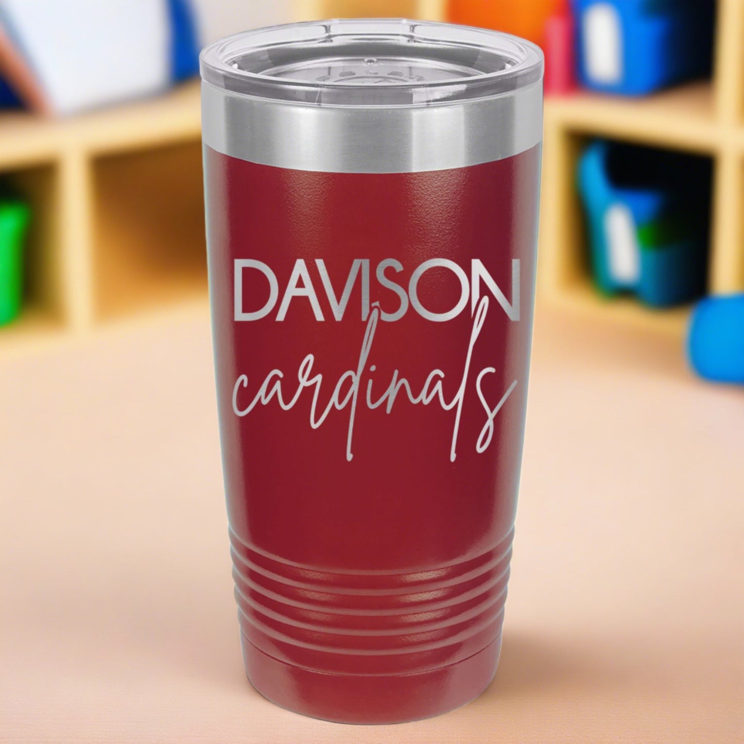 Davison Cardinals Script Engraved 20 oz Ringneck Tumbler