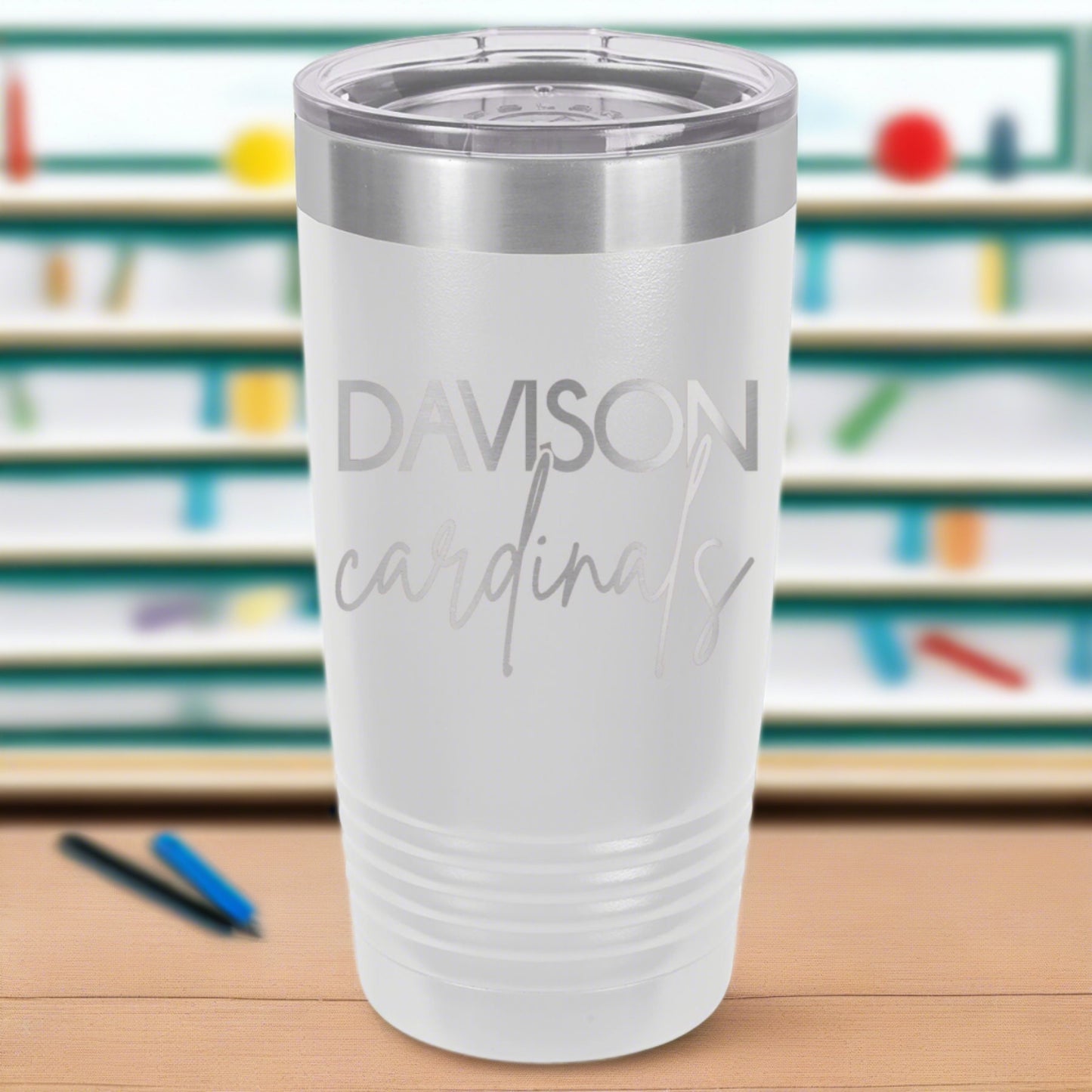 Davison Cardinals Script Engraved 20 oz Ringneck Tumbler