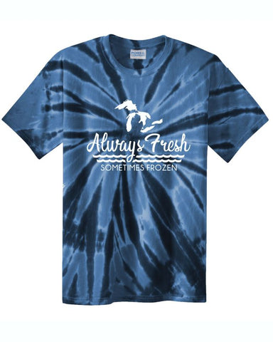 Always Fresh, Sometimes Frozen Navy Tie Dye T-Shirt