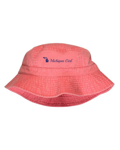 Coral "Michigan Girl" Bucket Hat